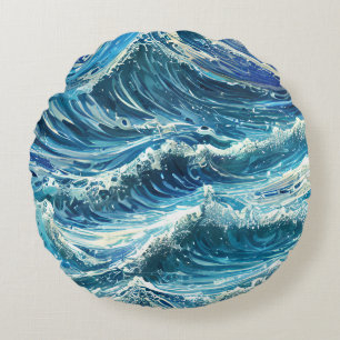 Blauwe oceaangolven rond kussen