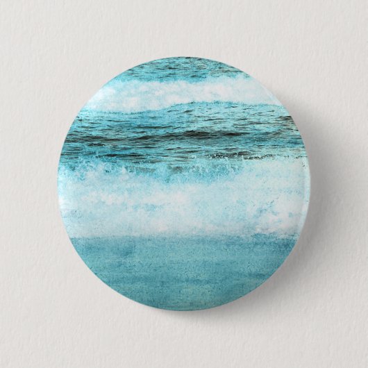 Blauwe oceaangolven ronde button 5,7 cm (Voorkant)