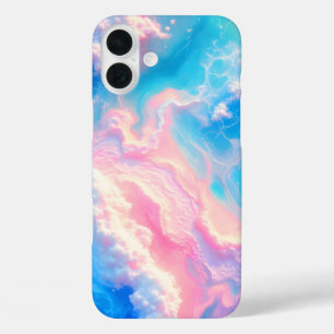 Blauwe Oceaangolven Roze Zomer Zee Strand Turquois iPhone 16 Plus Hoesje