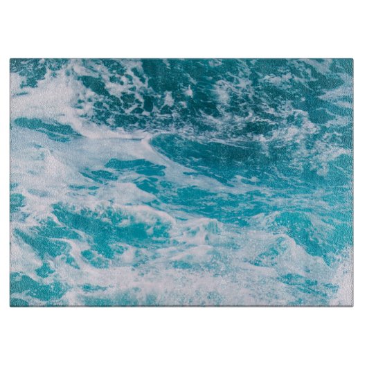 Blauwe oceaangolven snijplank (Voorkant)