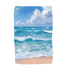 Blauwe Oceaangolven | Strand Zee Aquarel 