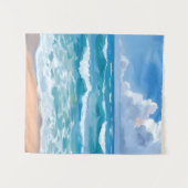 Blauwe Oceaangolven | Strand Zee Aquarel Wandkleed (Voorkant (horizontaal))