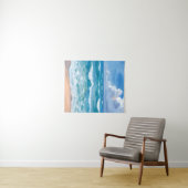 Blauwe Oceaangolven | Strand Zee Aquarel Wandkleed (In Situ (horizontaal))