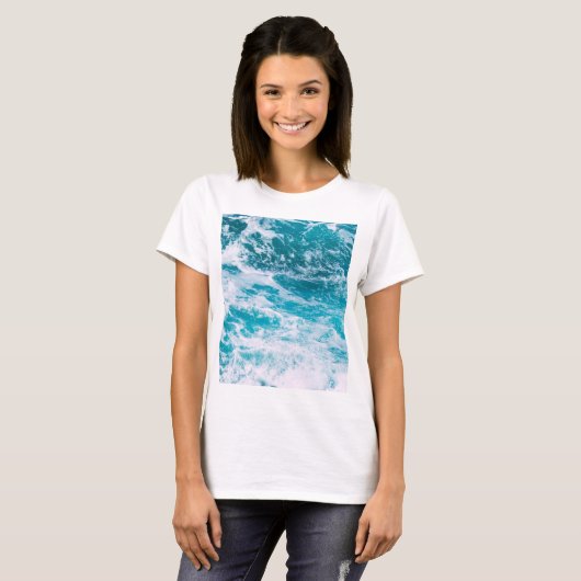 Blauwe oceaangolven t-shirt (Voorkant volledig)