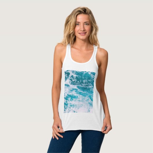 Blauwe oceaangolven tanktop (Volledige Voorkant)