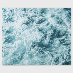 Blauwe oceaangolven textuur cadeaupapier