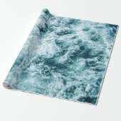 Blauwe oceaangolven textuur cadeaupapier (Uitgerold)