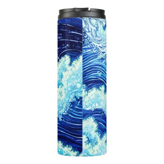 Blauwe oceaangolven thermosbeker (Achterkant)