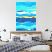 Blauwe oceaangolven Tijdelijke Abstracte zeebaars Canvas Afdruk (Insitu (Slaapkamer))