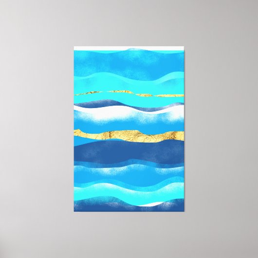 Blauwe oceaangolven Tijdelijke Abstracte zeebaars Canvas Afdruk (Voorkant)