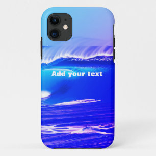 Blauwe oceaangolven voegen jouw tekst roze water t Case-Mate iPhone case