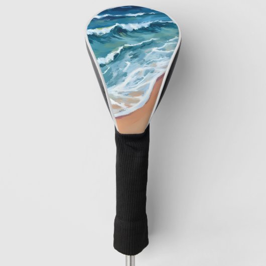 Blauwe Oceaangolven Waterverf Golfheadcover (Voorkant)