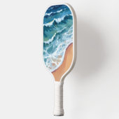 Blauwe Oceaangolven Waterverf Pickleball Paddle (Links)