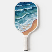 Blauwe Oceaangolven Waterverf Pickleball Paddle (Achterkant)