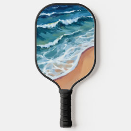 Blauwe Oceaangolven Waterverf Pickleball Paddle