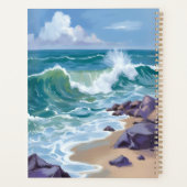 Blauwe Oceaangolven Waterverfschilderij Planner (Achterkant)