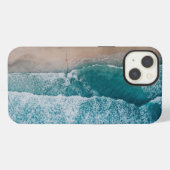 Blauwe Oceaangolven Zandstrand iPhone Hoesje (Achterkant horizontaal)