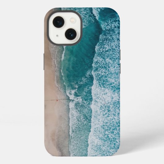 Blauwe Oceaangolven Zandstrand iPhone Hoesje (Achterkant)