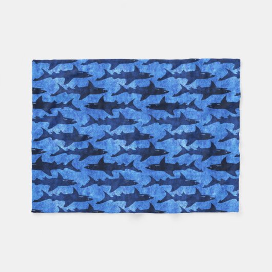 Blauwe oceaanhaai fleece deken (Voorkant (Horizontaal))