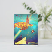 Blauwe oceaankleurig Zee schilderen Briefkaart (Staand voorkant)