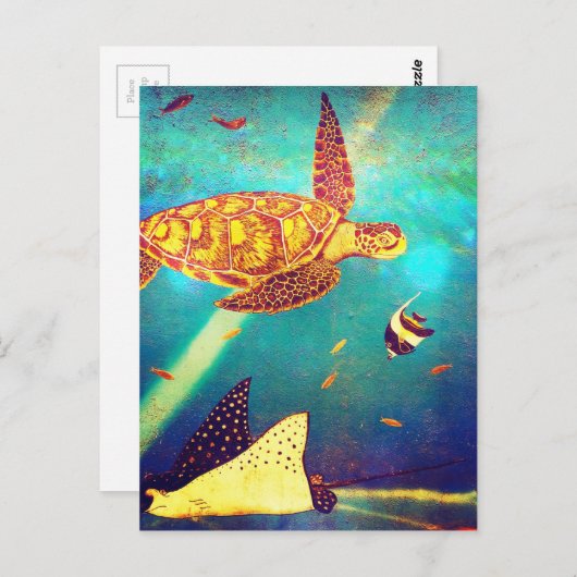 Blauwe oceaankleurig Zee schilderen Briefkaart (Voorkant / Achterkant)