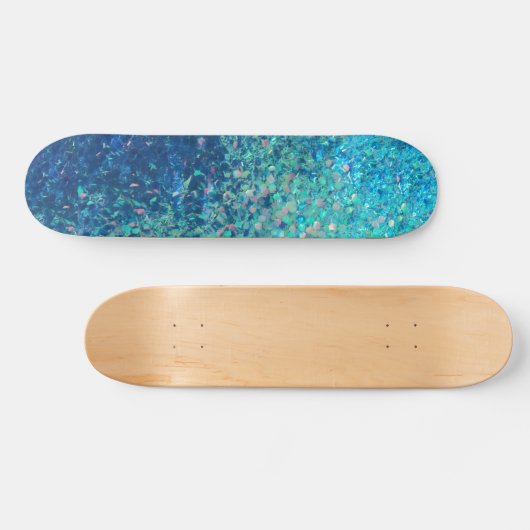 Blauwe oceaanklitter, 7¾" deck persoonlijk skateboard (Horizontaal)