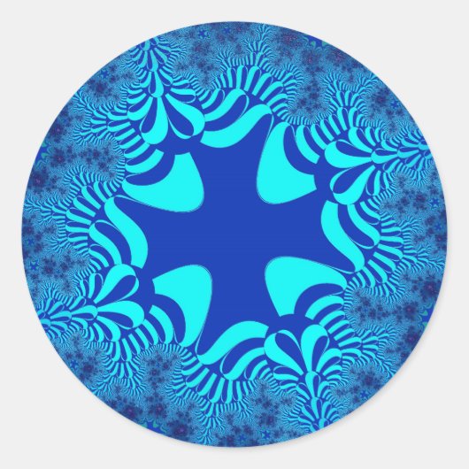Blauwe oceaankruis ronde sticker (Voorkant)