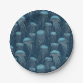 Blauwe oceaankwal papieren bordje (Voorkant)