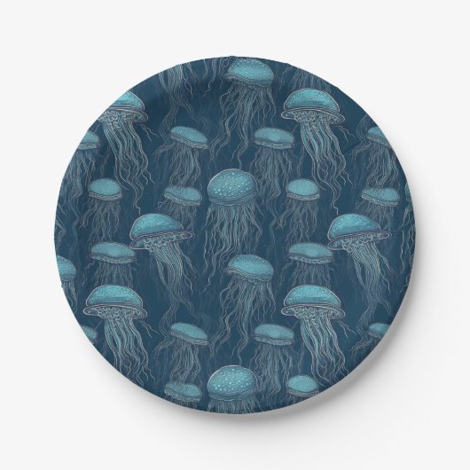 Blauwe oceaankwal papieren bordje (Voorkant)