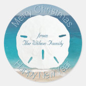 Blauwe oceaanmansband kerstmis ronde sticker (Voorkant)