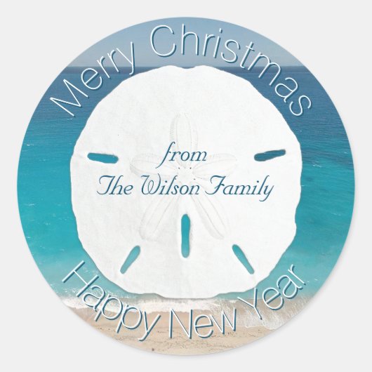 Blauwe oceaanmansband kerstmis ronde sticker (Voorkant)