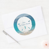 Blauwe oceaanmansband kerstmis ronde sticker (Envelop)