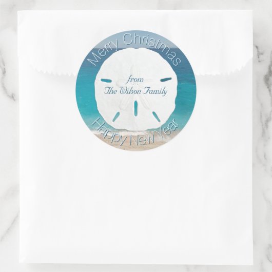 Blauwe oceaanmansband kerstmis ronde sticker (Tas)