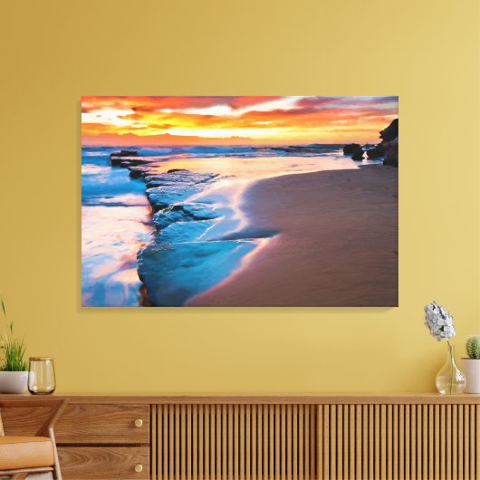 Blauwe oceaanolie schilderend printpapier canvas afdruk (Insitu (Woonkamer))