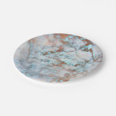 Blauwe oceaanroze penseel Roos goudmarmer bruiloft Papieren Bordje (Gekanteld)