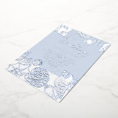 Blauwe Oceaanschelpen Echt Folie Trouw Uitnodiging (Gedraaid)