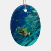 Blauwe oceaanschool voor vissen keramisch ornament (Achterkant)