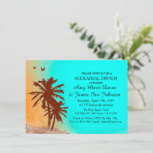 Blauwe oceaanstrandrepetitie nodigt strand2 uit kaart (Staand voorkant)