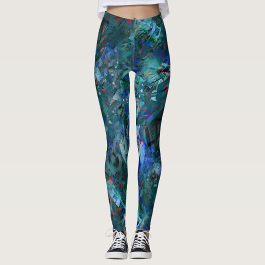 Blauwe Oceaanstromen Abstracte Leggings - groot pa (Voorkant)