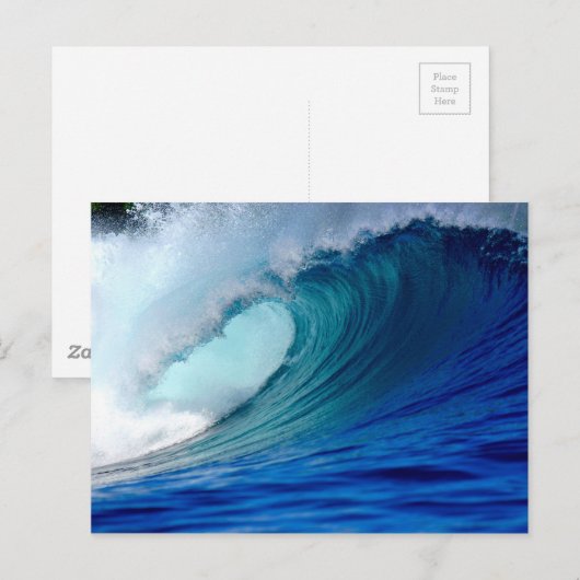 Blauwe oceaansurfgolf briefkaart (Voorkant / Achterkant)