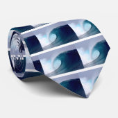 Blauwe oceaansurfgolven stropdas (Opgerold)