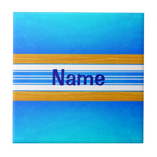 Blauwe OceaanSurfplank Tegeltje (Voorkant)