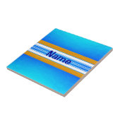 Blauwe OceaanSurfplank Tegeltje (Zijkant)