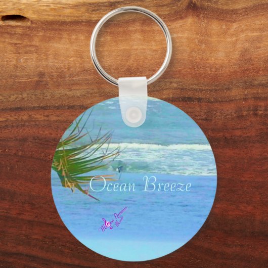 Blauwe Ocean Breeze Button Sleutelhanger (Voorkant)