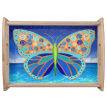 Blauwe Ocean Butterfly Serving Tray