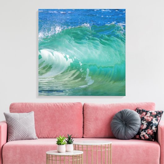 Blauwe Ocean Summer Beach Waves Canvas Afdruk (Insitu (Woonkamer))