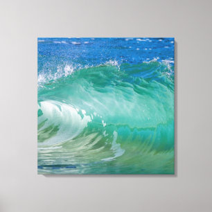 Blauwe Ocean Summer Beach Waves Canvas Afdruk