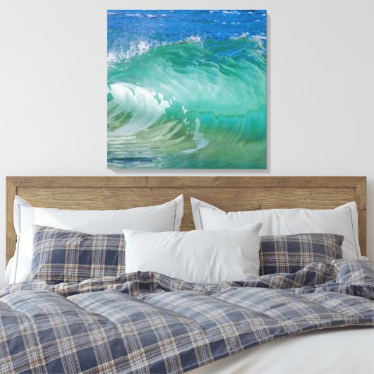 Blauwe Ocean Summer Beach Waves Canvas Afdruk (Insitu (Slaapkamer))