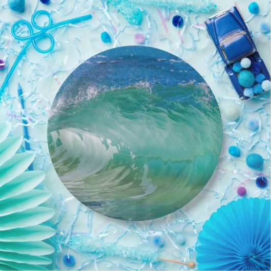 Blauwe Ocean Summer Beach Waves Papieren Bordje (Feest)