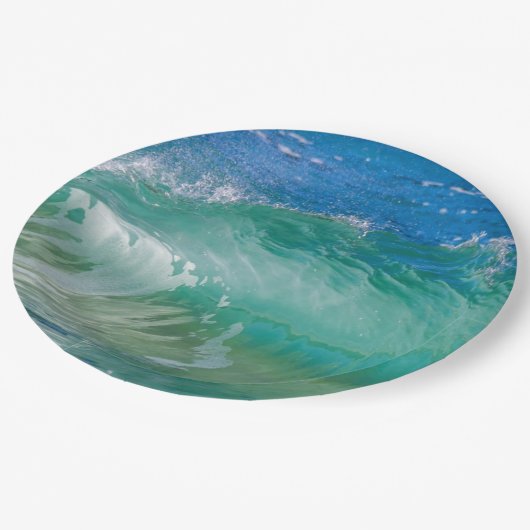 Blauwe Ocean Summer Beach Waves Papieren Bordje (Gekanteld)
